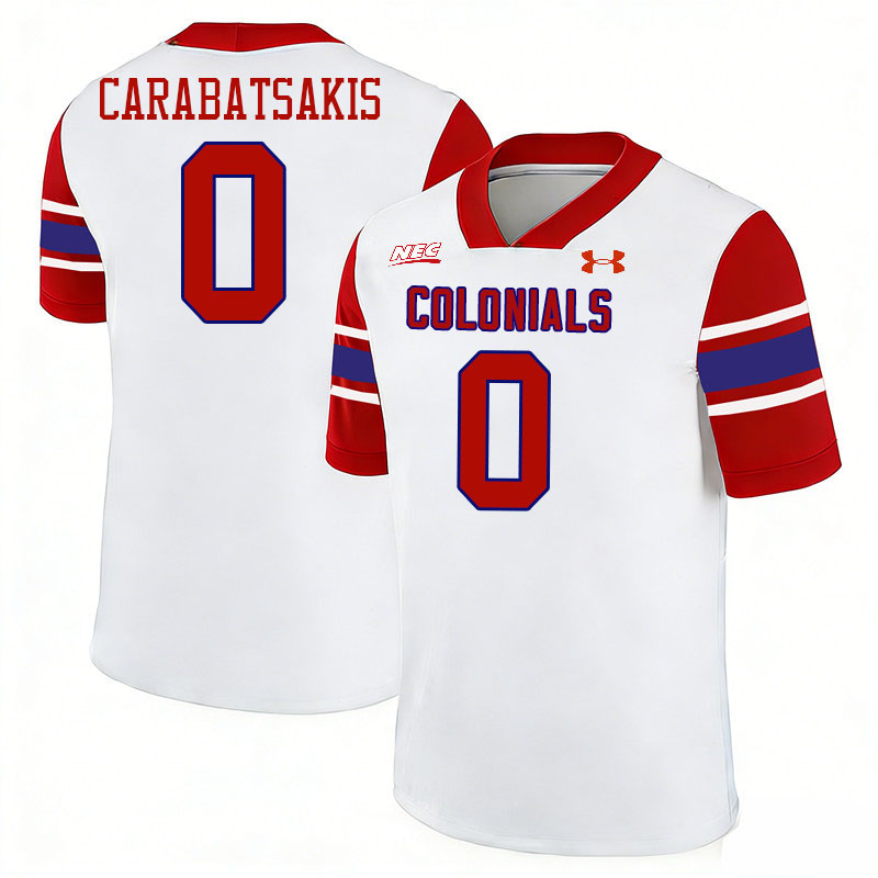 Robert Morris Colonials #0 Nathan Carabatsakis College Football Jerseys,Uniforms Stitched-White